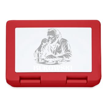 Charles Bukowski buvant un café au café - Boîte à goûter - rouge - Devant