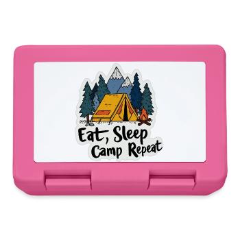 Camping, Spruch Spruch Eat Sleep Camp, Repeat Camper Outdoo - Boîte à goûter - rose - Devant