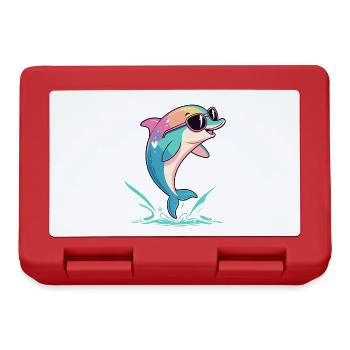 Rainbow dolphin in glasses - Lunchbox - red - Front