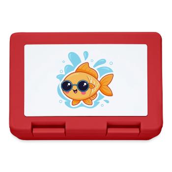 Hipster-Goldfisch mit runder Brille - Brotdose - Rot - Vorne