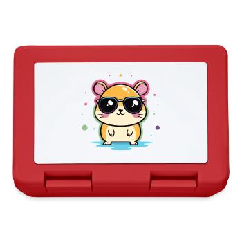 Hamster-Cool-Brille und Konfetti - Brotdose - Rot - Vorne