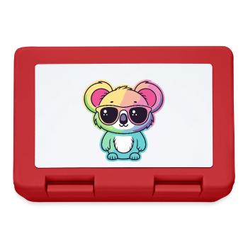 Regenbogen-Neon-Koala mit Brille - Brotdose - Rot - Vorne
