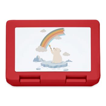 Polar bear paints a rainbow - Lunchbox - red - Front