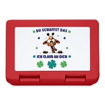 Du schaffst das! Glücksbringer Crazy Giraffe - Brotdose - Rot - Vorne