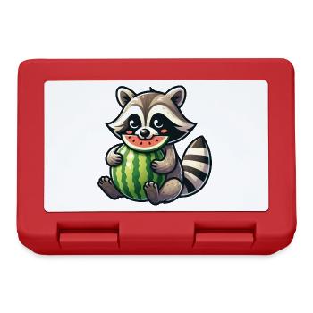 Waschbär Mit Wassermelone Fruchtig Lustig - Brotdose - Rot - Vorne