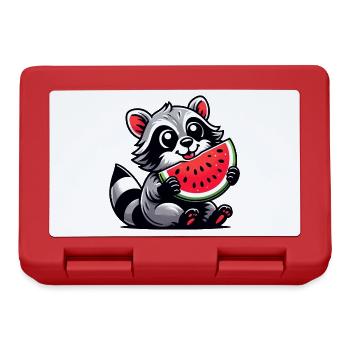 Waschbär Mit Wassermelone Fruchtig Lustig - Brotdose - Rot - Vorne