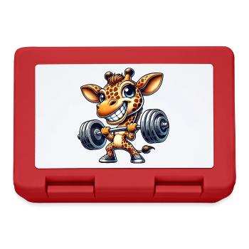 Giraffe with Dumbbell Cartoon Weightlifting Fitness - Lunchbox - red - Front