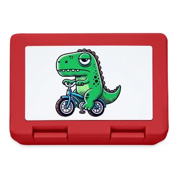 Funny dino T-Rex on bike Bizarre and - Lunchbox - red - Front