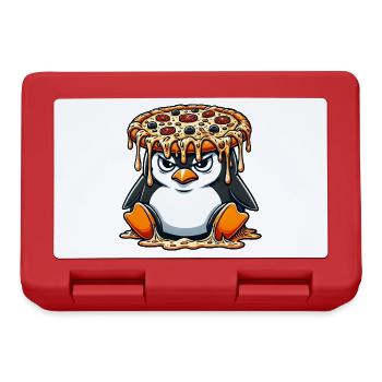 mignon pingouin chef dessin animé pizza maladroite - Boîte à goûter - rouge - Devant