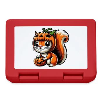 Süßes Halloween Eichhörnchen Kürbis Cartoon - Brotdose - Rot - Vorne