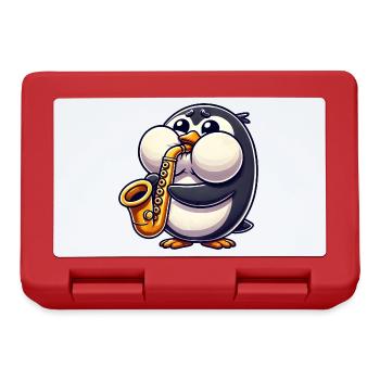 Penguin Saxophone Classical Music Thick Cheeks - Lunchbox - red - Front