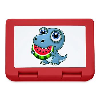 T-Rex Dinosaur with Melon Summer Cartoon - Lunchbox - red - Front