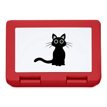 Cute black cat - Lunchbox - red - Front