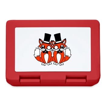 2 Foxes Friends Top Hat Men's Monocle Glasses - Lunchbox - red - Front