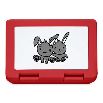 2 Bunnies Friends Team Crew Couple Two Lucky - Lunchbox - red - Front