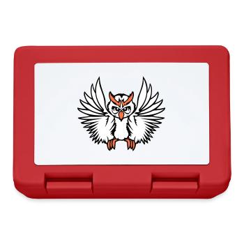 Eule Vogel Uhu Nachtvogel Schleiereule fliegt Cool - Brotdose - Rot - Vorne