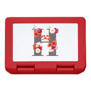 H aus Blüten - Brotdose - Rot - Vorne