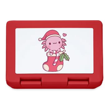 Mignon Axolotl avec canne à bonbons dans le bas de Noël - Boîte à goûter - rouge - Devant
