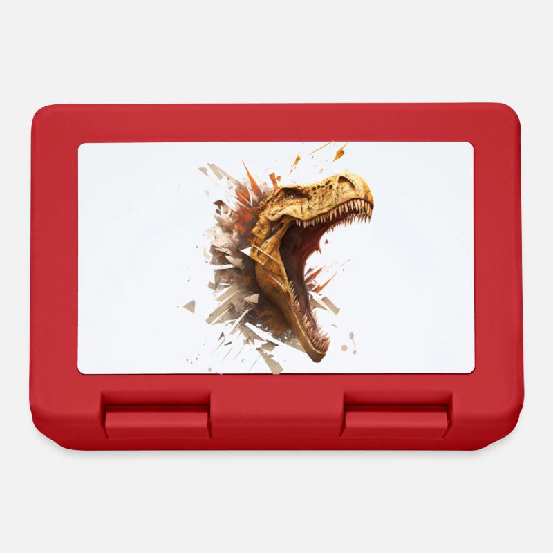 aggressiver Dino, der durch eine Wand bricht. - Brotdose - Rot