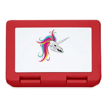 Einhorn - Licorne - Unicorn Schädel Skull - Brotdose - Rot - Vorne