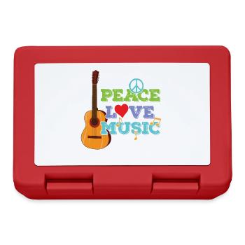 Gitarre "Peace, Love, Music" - Brotdose - Rot - Vorne