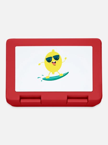 Lustiges Zitrone Surfen Sommer Frucht Design - Brotdose - Rot