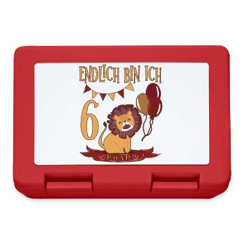 6. Geburtstag Endlich bin ich sechs süßer Löwe - Brotdose - Rot - Vorne