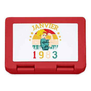 Anniversaire Cadeau Rétro Janvier 1983 Millésime - Boîte à goûter - rouge - Devant