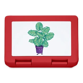 Pflanzen Topfpflanze Monstera Cartoon Zeichnung - Brotdose - Rot - Vorne