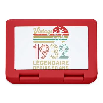 90 Ans Anniversaire Vintage Né(e) en 1932 - Boîte à goûter - rouge - Devant