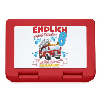 Kindergeburtstag Feuerwehr zum 8. Geburtstag - Brotdose - Rot - Vorne