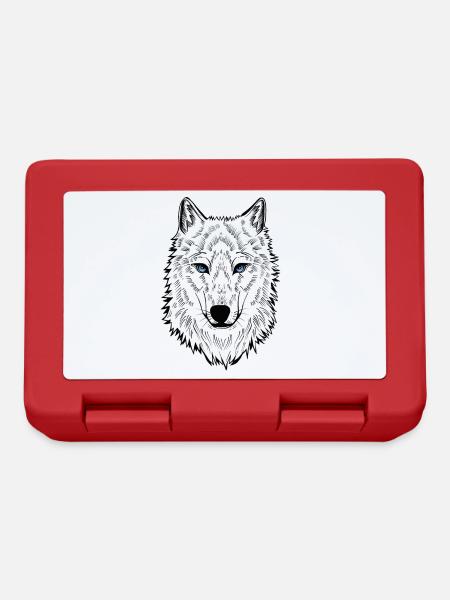 Polarwolf Wolf Blaue Augen - Brotdose - Rot