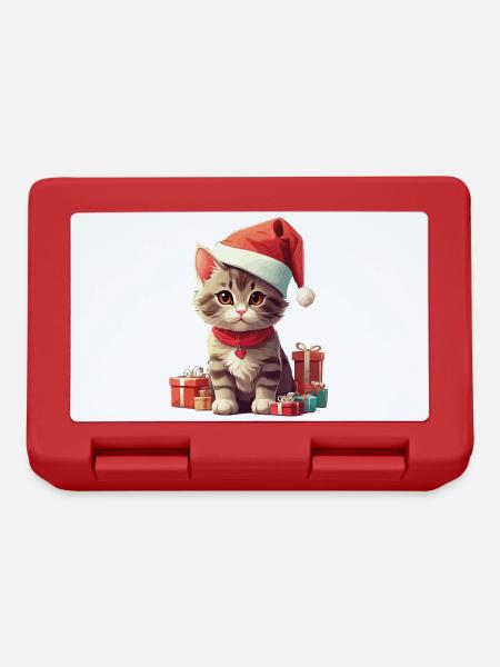 Christmas Katze Nikolaus Weihnachtsmann Katzen - Brotdose - Rot
