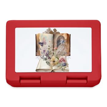 Vintage Book Books Nostalgic Flowers - Lunchbox - red - Front
