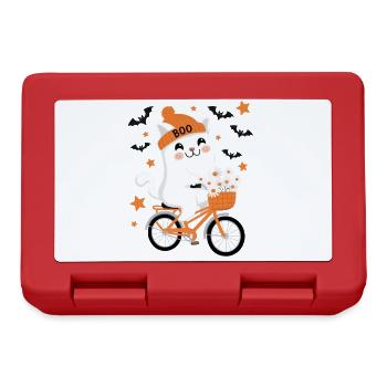 Katze Halloween Fahrrad - Brotdose - Rot - Vorne