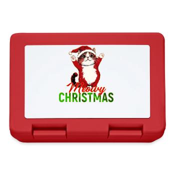 Meowy Christmas – Funny Cat in Santa Claus - Lunchbox - red - Front