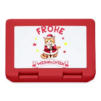 Merry Christmas Frohe Weihnacht catmas süße Katze - Brotdose - Rot - Vorne