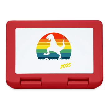 Einschulung 2025 Schuelersaurus T-Rex Dino - Brotdose - Rot - Vorne
