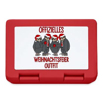 Offizielles Weihnachtsfeier 2025 Outfit Faultier - Brotdose - Rot - Vorne