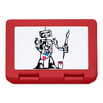 Roboter mit einem Pinsel - Brotdose - Rot - Vorne