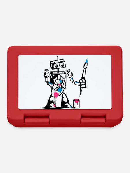 Un robot avec un pinceau - Boîte à goûter - rouge