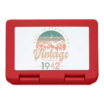 1942 Vintage anniversaire 80 ans - Boîte à goûter - rouge - Devant