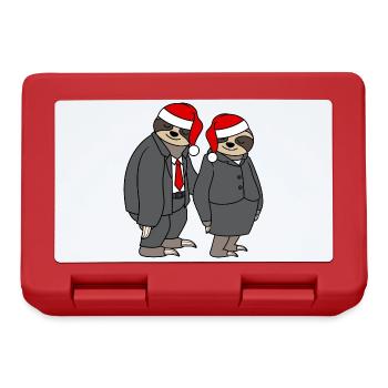 Sloth Couple Woman Man Christmas Santa Claus - Lunchbox - red - Front