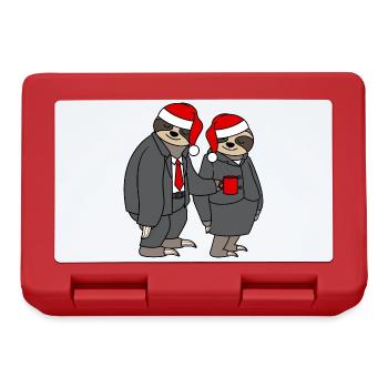 Faultier Paar Weihnachtsmütze Paare Weihnachtsmann - Brotdose - Rot - Vorne