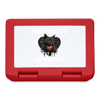 Chat félin cœur Valentine - Boîte à goûter - rouge - Devant