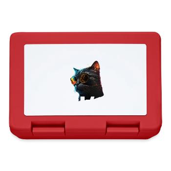 Chat neon lunettes arcenciel - Boîte à goûter - rouge - Devant