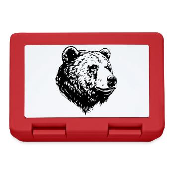 Bär Grizzly Kopf - Brotdose - Rot - Vorne