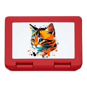 süsses, buntes Kätzchen, Katze - Brotdose - Rot - Vorne
