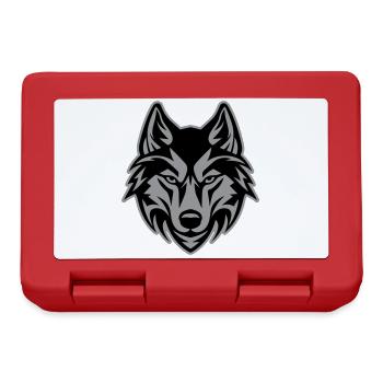 Wolf Kopf - Brotdose - Rot - Vorne