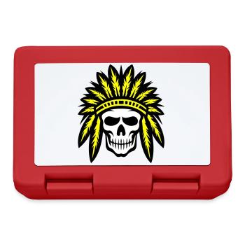 Apache Indian Chief Skull - Lunchbox - red - Front